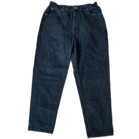 L.L. Bean Relaxed Fit Black Denim Vintage Petite Jeans Size 14 - Picture 2 of 9